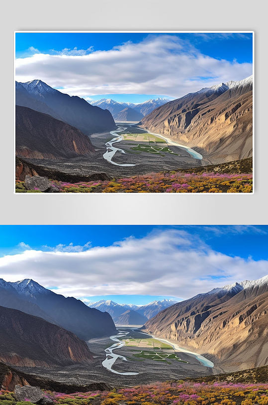 AI数字艺术西藏林芝山景景点摄影图