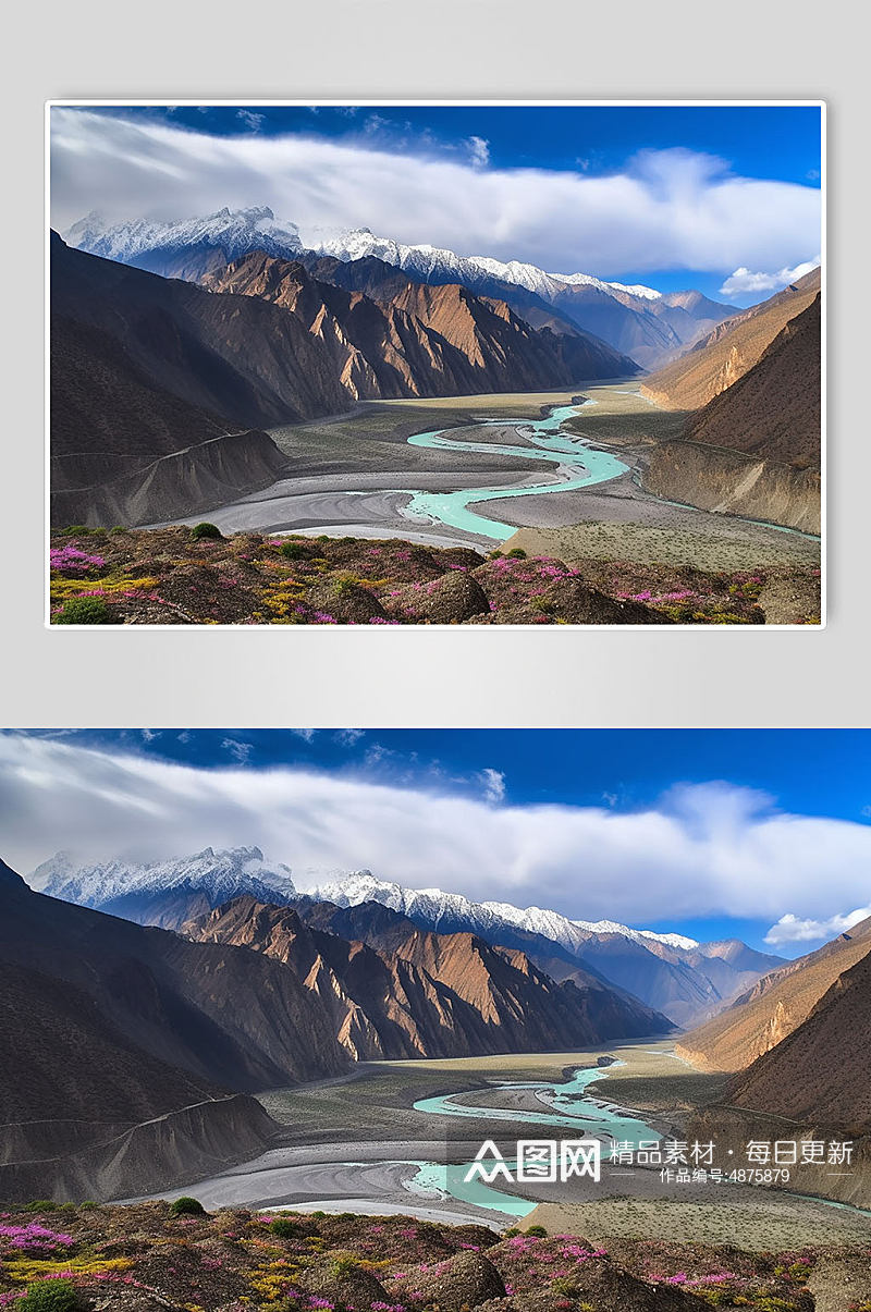 AI数字艺术西藏林芝山景景点摄影图素材