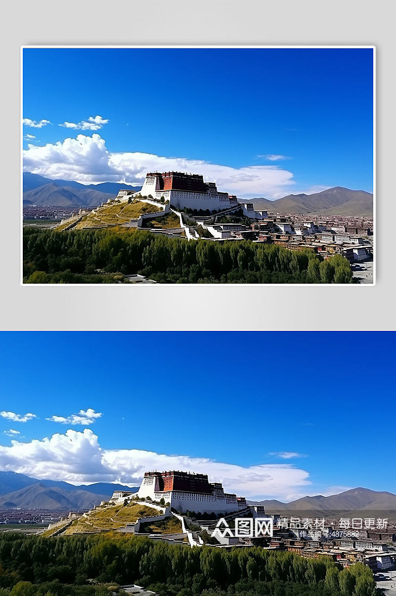 AI数字艺术西藏布达拉宫景点摄影图素材