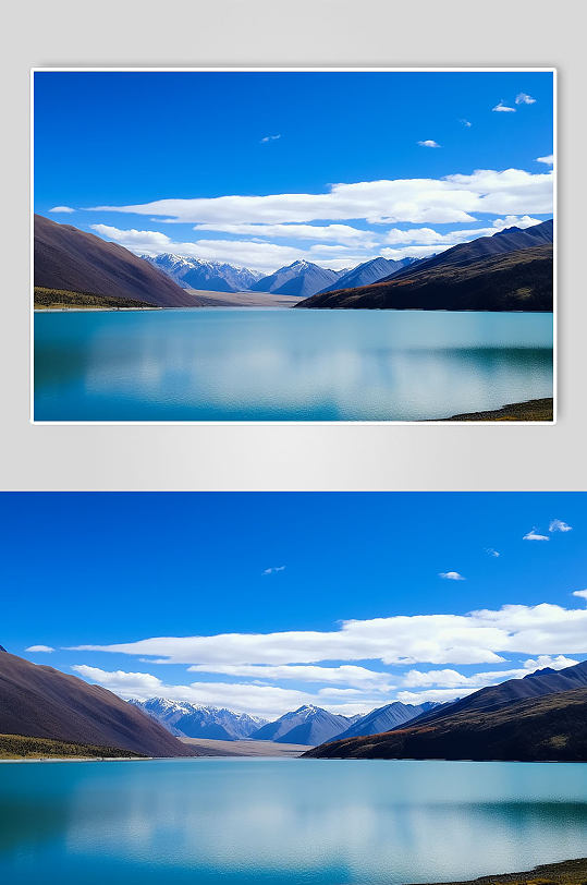 AI数字艺术西藏巴松措湖泊景点摄影图