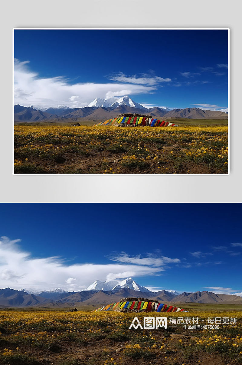AI数字艺术西藏日喀则草原景点摄影图素材