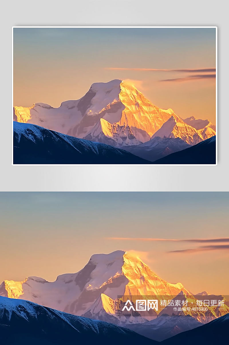 AI数字艺术西藏日照金山山景景点摄影图素材