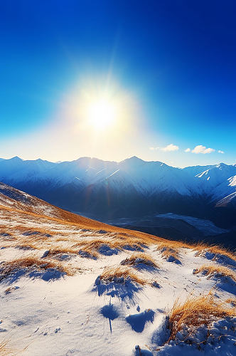AI数字艺术西藏日照金山山景景点摄影图