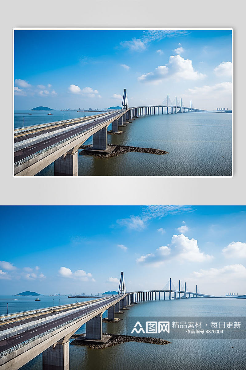 AI数字艺术国内旅游澳门港澳珠大桥摄影图素材