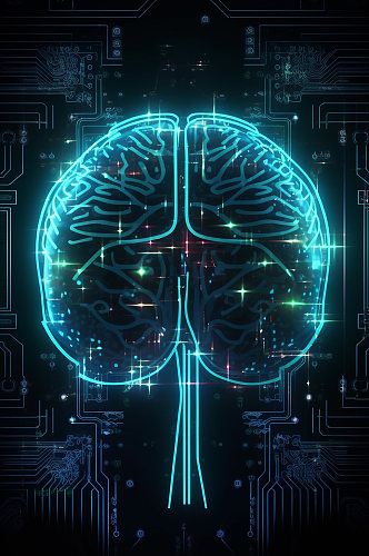AI数字艺术大脑思维逻辑科幻未来插画