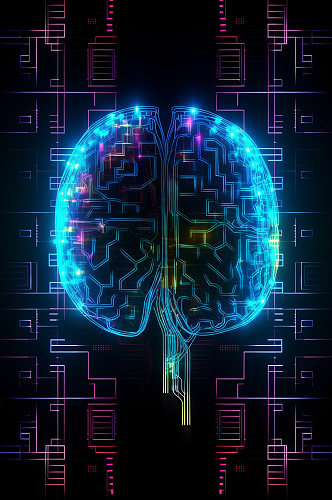 AI数字艺术大脑思维逻辑科幻未来插画