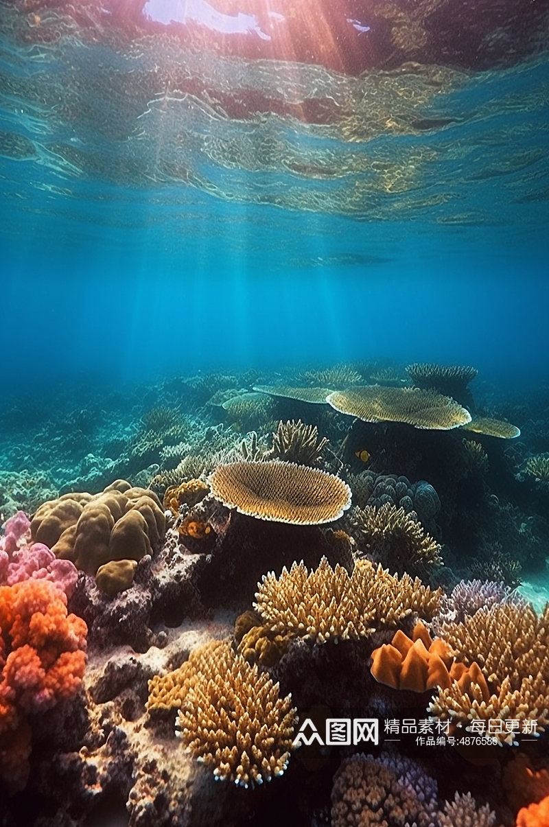 AI数字艺术珊瑚海底世界摄影图片素材