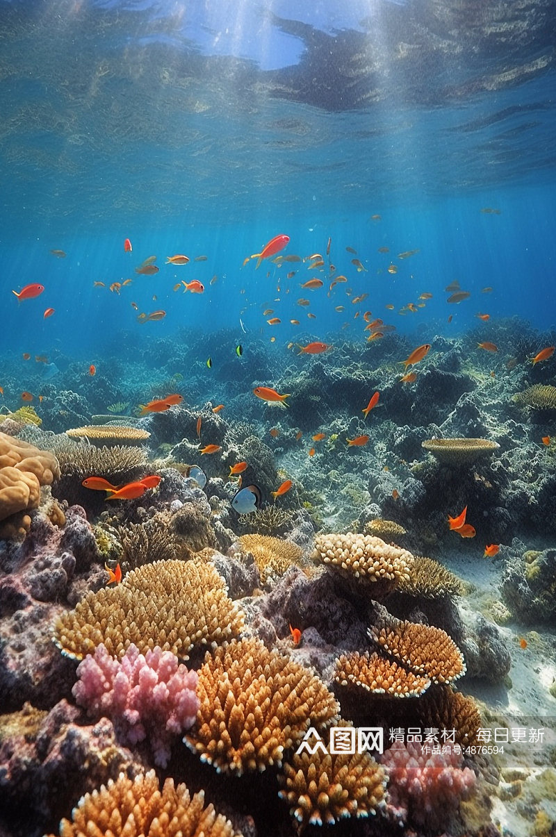 AI数字艺术珊瑚海底世界摄影图片素材