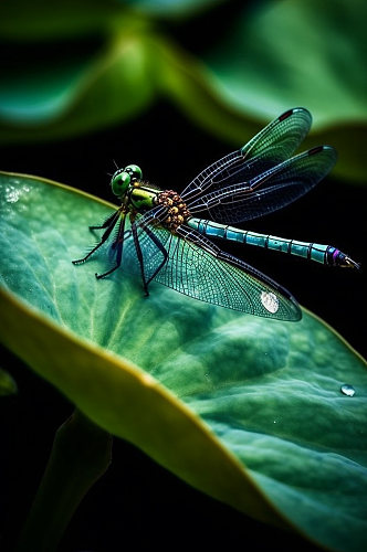AI数字艺术立夏夏季蜻蜓荷叶摄影图片