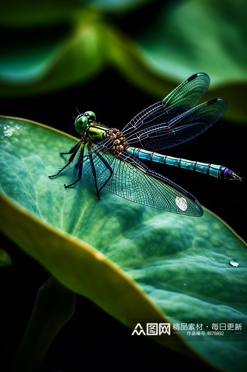 AI数字艺术立夏夏季蜻蜓荷叶摄影图片素材