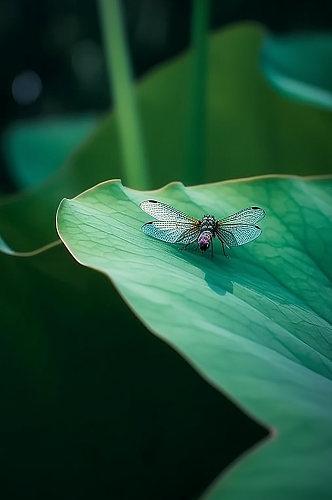 AI数字艺术立夏夏季荷叶蜻蜓摄影图片