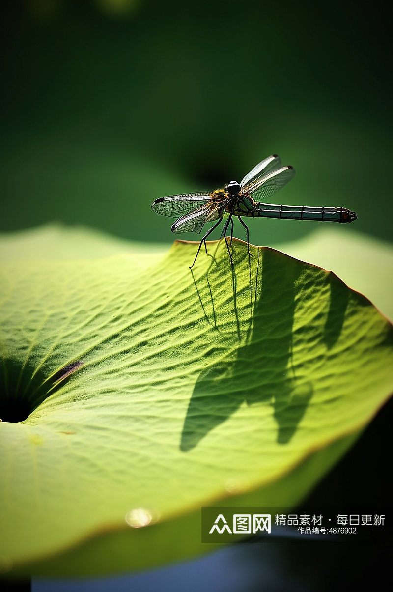 AI数字艺术立夏夏季夏至荷叶蜻蜓摄影图片素材