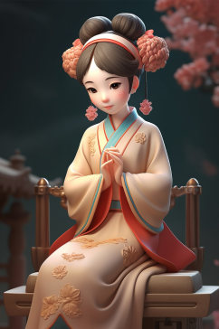 AI数字艺术中国风写实汉服少女人物模型