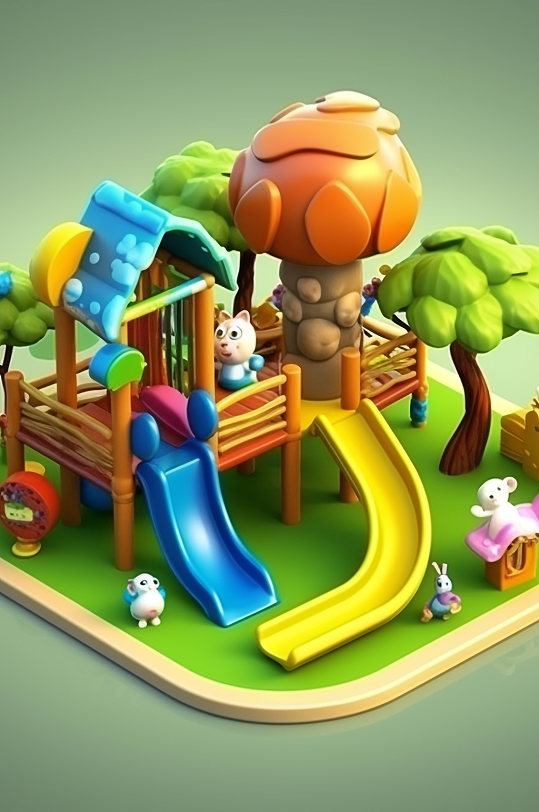 AI数字艺术61儿童节欢乐游乐园模型