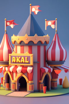 AI数字艺术游乐园马戏团城堡小场景模型