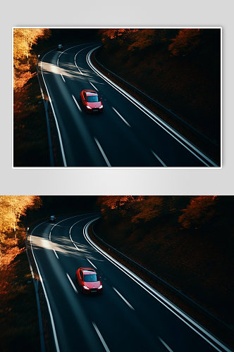 AI数字艺术郊区高速汽车场景摄影图片