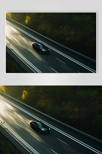 AI数字艺术郊区高速汽车场景摄影图片