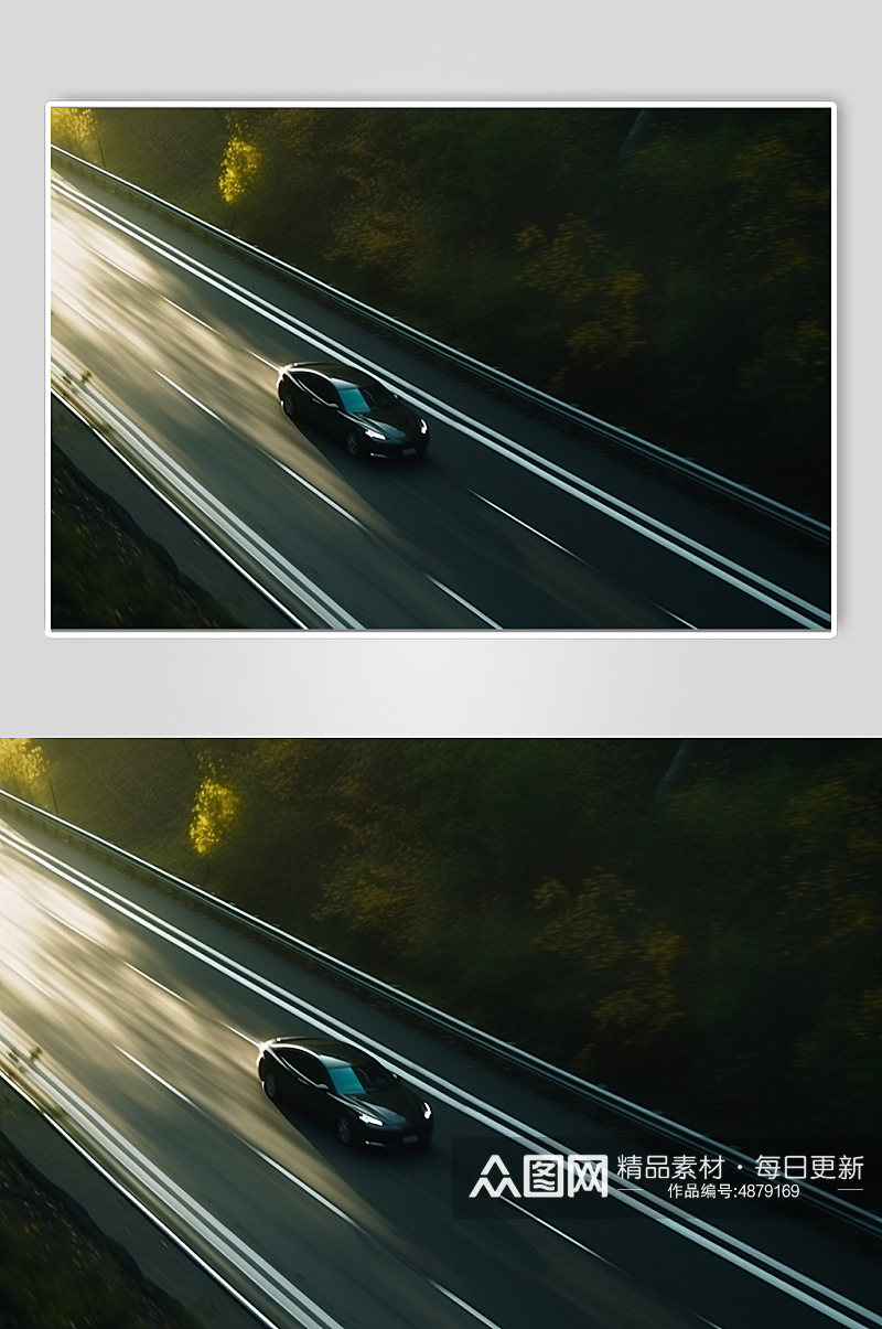 AI数字艺术郊区高速汽车场景摄影图片素材