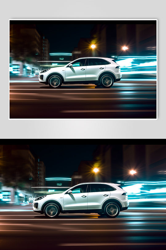 AI数字艺术城市高速霓虹汽车场景摄影图片
