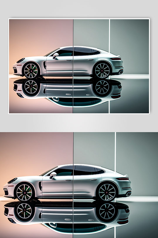 AI数字艺术高级小轿车汽车场景摄影图片