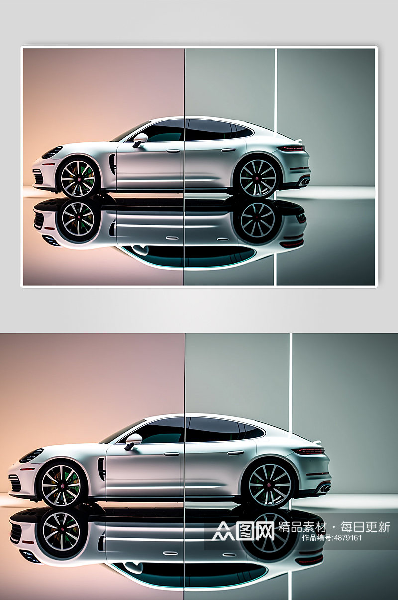 AI数字艺术高级小轿车汽车场景摄影图片素材