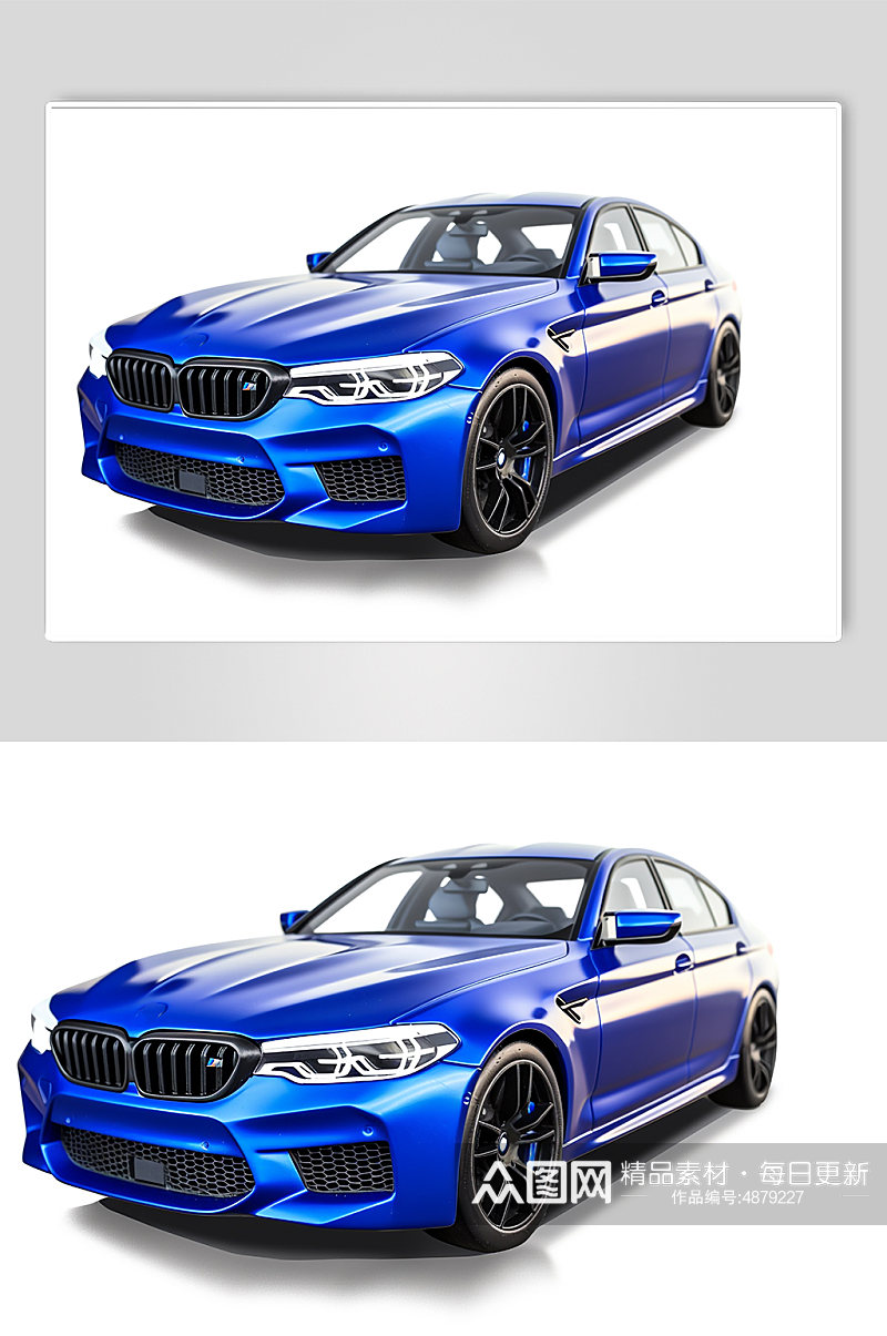 AI数字艺术高级感蓝色汽车模型摄影图片素材