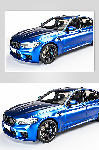 AI数字艺术高级感蓝色汽车模型摄影图片