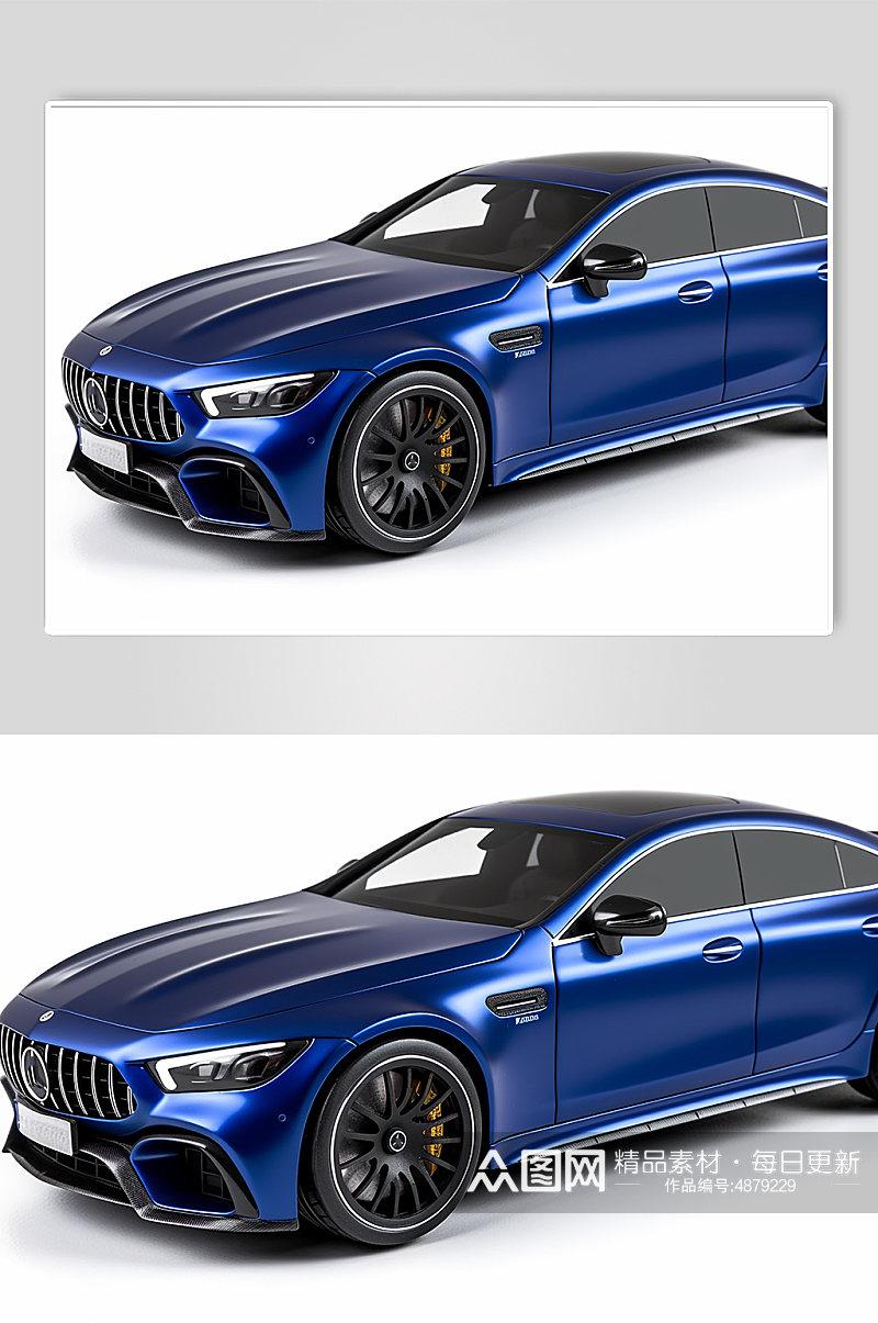 AI数字艺术高级感蓝色汽车模型摄影图片素材