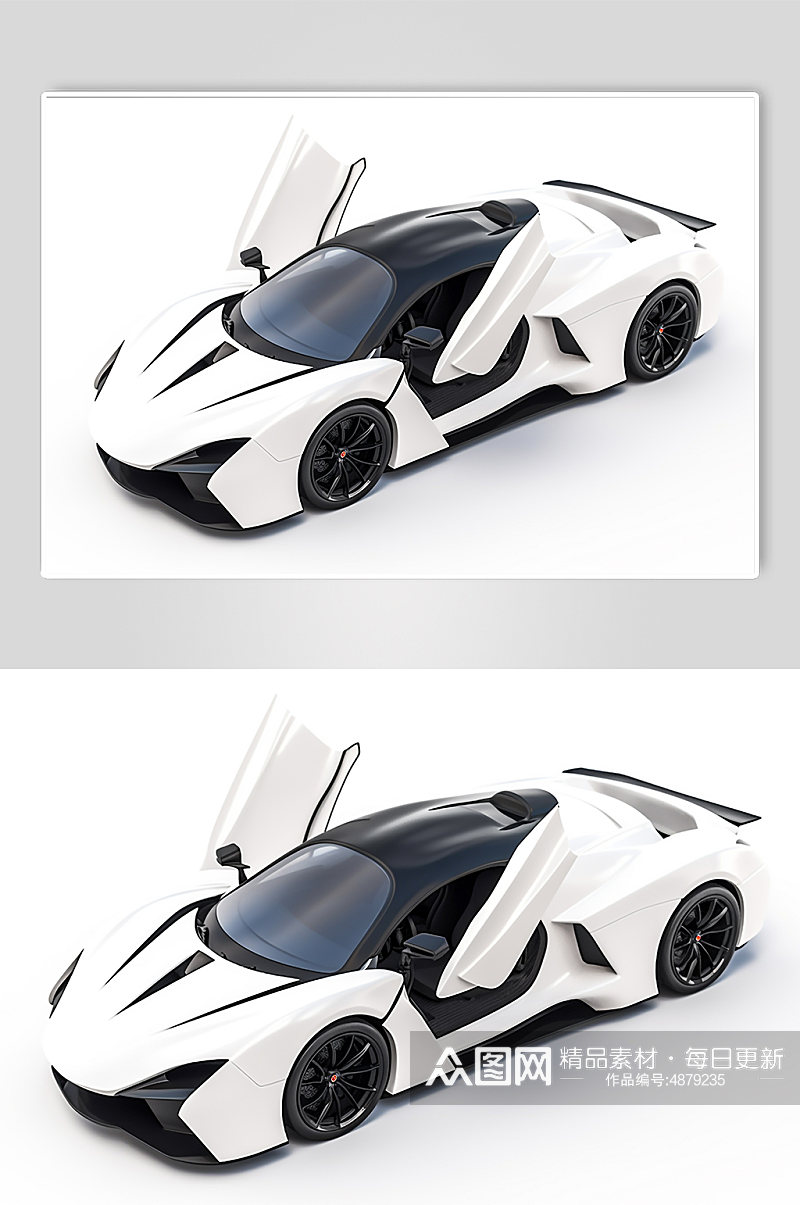 AI数字艺术白色汽车模型摄影图片素材