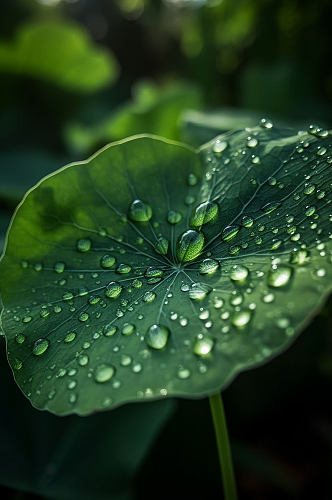 AI数字艺术荷叶露水夏季摄影图片