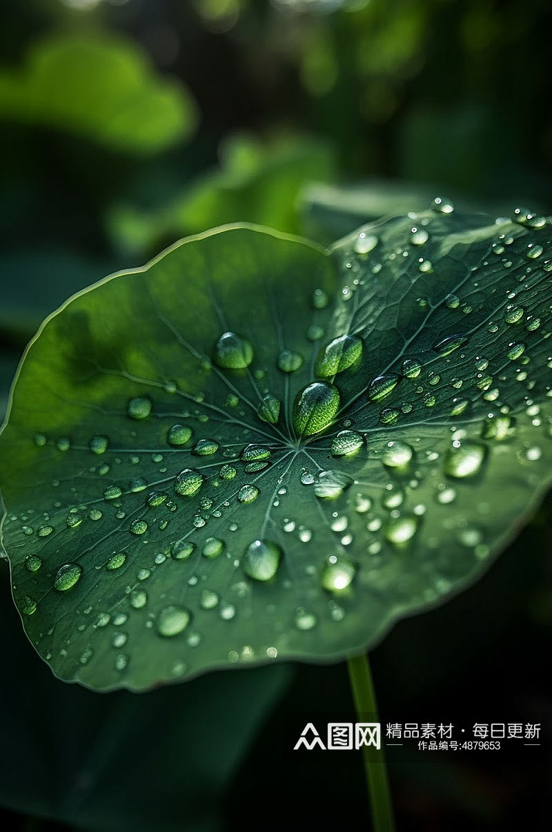 AI数字艺术荷叶露水夏季摄影图片素材