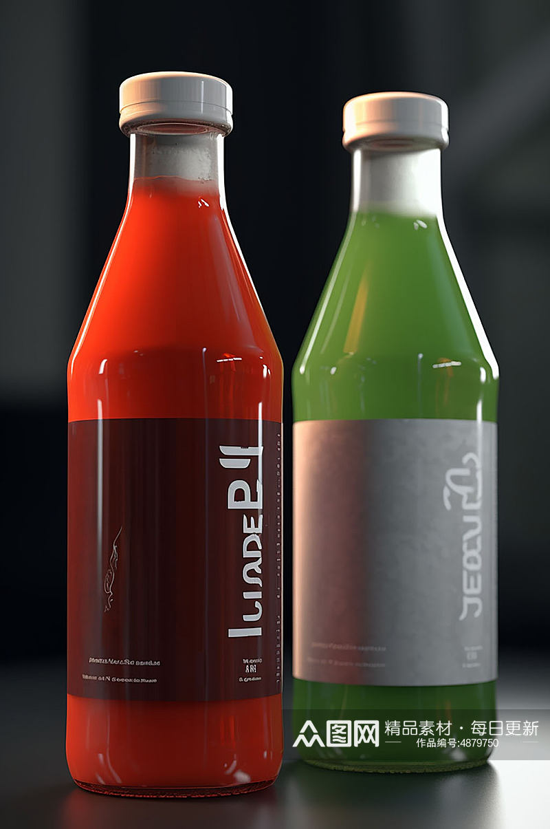 AI数字艺术塑料瓶饮料瓶包装样机模型素材