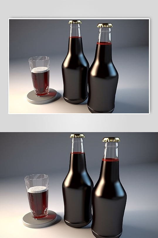 AI数字艺术玻璃瓶饮料瓶包装样机模型