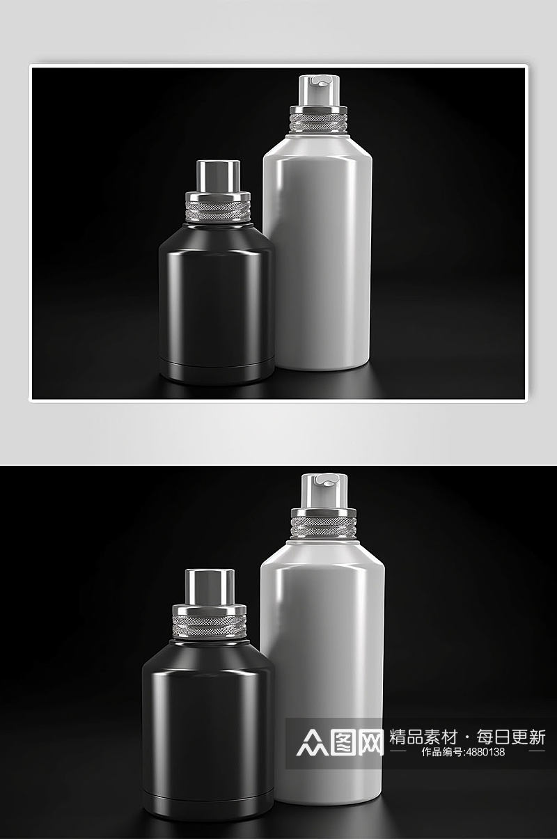 AI数字艺术按压式瓶装化妆品包装样机模型素材