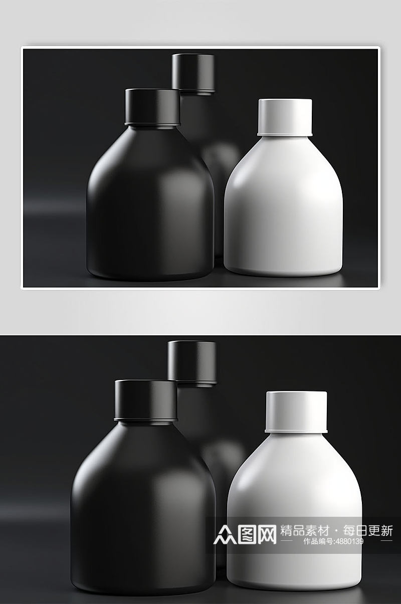 AI数字艺术精华瓶装化妆品包装样机模型素材