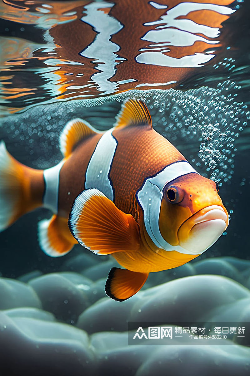 AI数字艺术海洋鱼类小丑鱼摄影图片素材