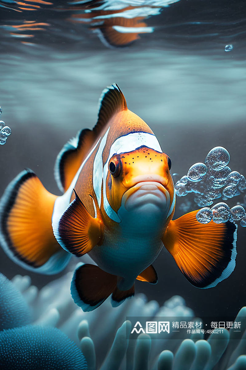 AI数字艺术海洋鱼类小丑鱼摄影图片素材