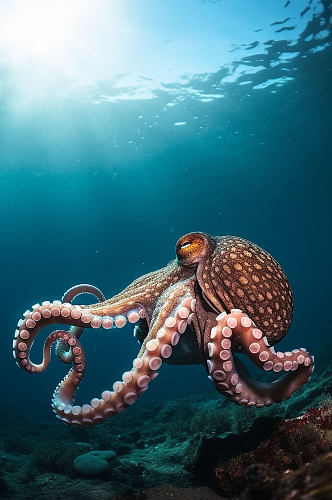 AI数字艺术海洋生物章鱼摄影图片