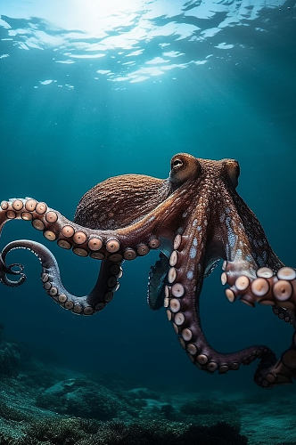 AI数字艺术海洋生物章鱼摄影图片