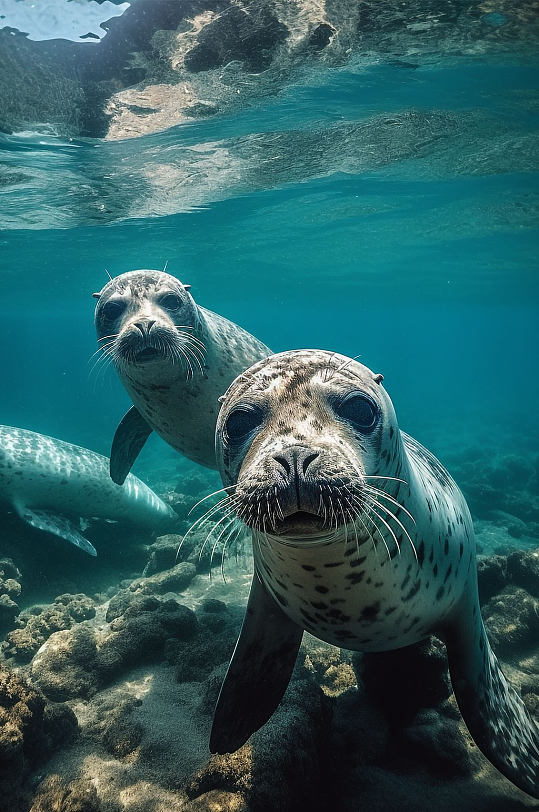 AI数字艺术海洋生物海豹摄影图片