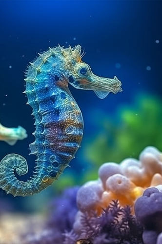 AI数字艺术海洋生物海马摄影图片