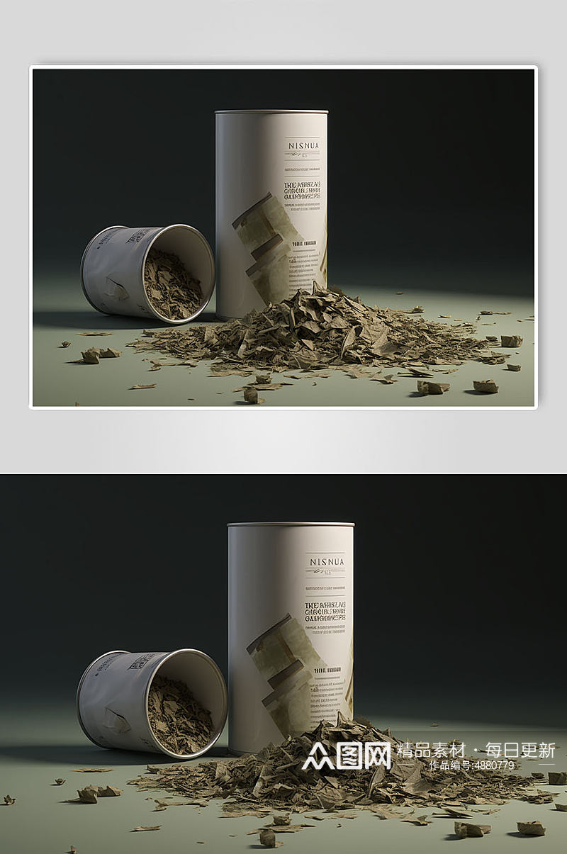 AI数字艺术绿茶茶叶包装样机模型素材