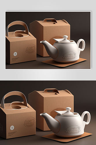 AI数字艺术绿茶纸盒茶叶包装样机模型