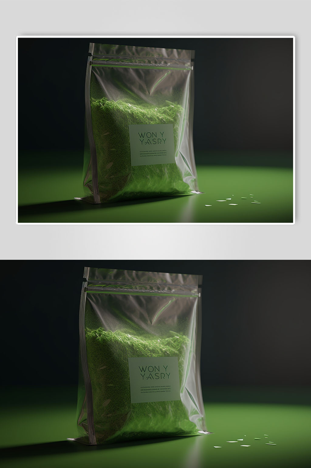 AI数字艺术绿茶茶叶包装样机模型素材