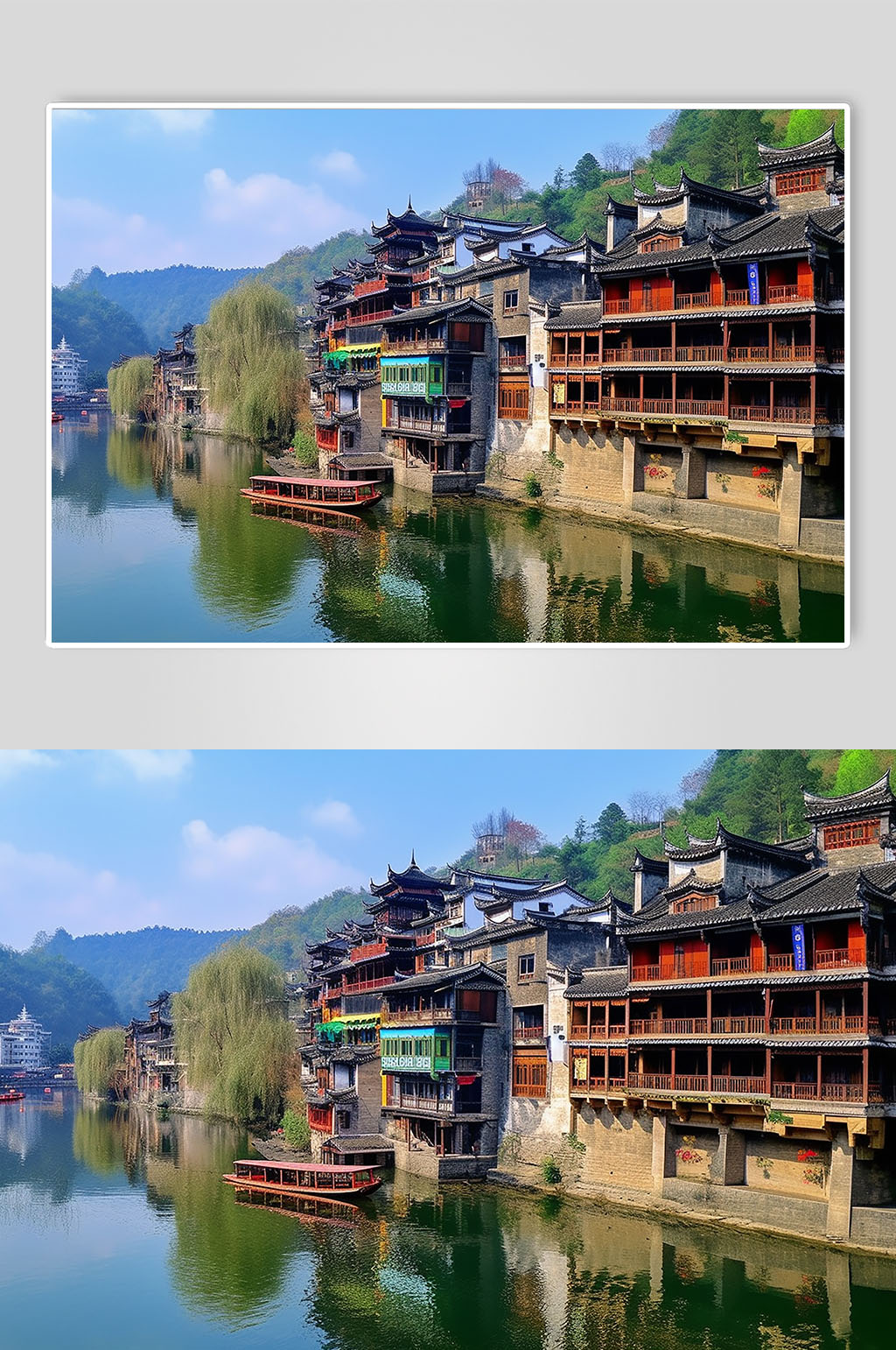 AI数字艺术凤凰古城湖南旅游景点摄影图片素材