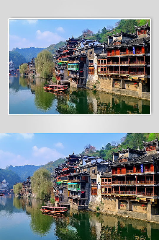 AI数字艺术凤凰古城湖南旅游景点摄影图片