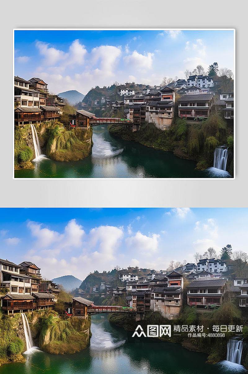 AI数字艺术凤凰古城湖南旅游景点摄影图片素材