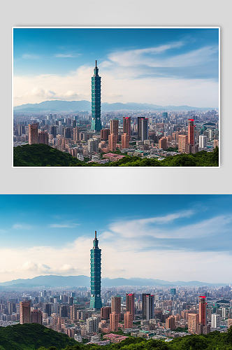 AI数字艺术台湾台北101大楼摄影图片