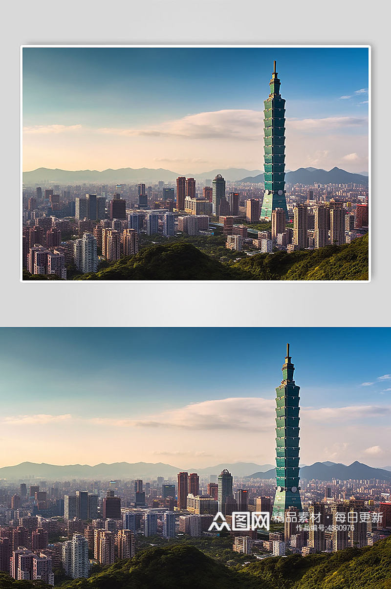 AI数字艺术台湾台北101大楼摄影图片素材