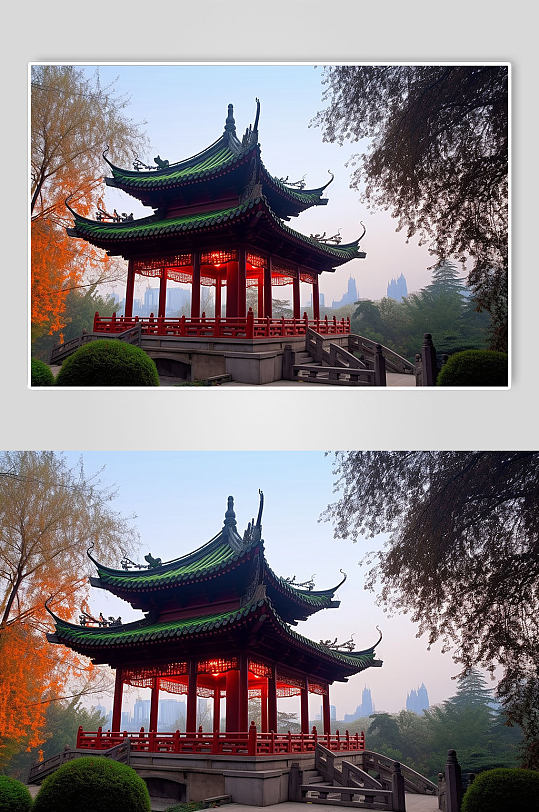 AI數(shù)字藝術(shù)長(zhǎng)沙岳麓山愛(ài)晚亭攝影圖片